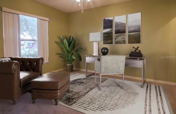 a view of a hallway with chandelier and entryway