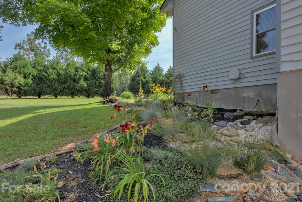 125 Mountainview Road Landrum, SC 29356 - Photo 30 of 48 a view of a backyard with plants and a bench
