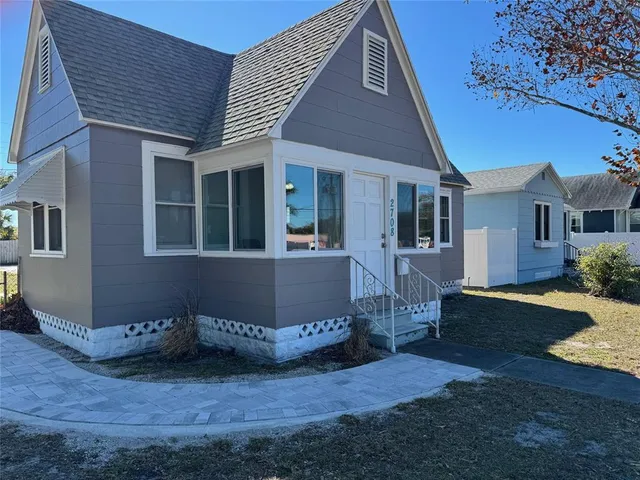 a view of a house with a patio