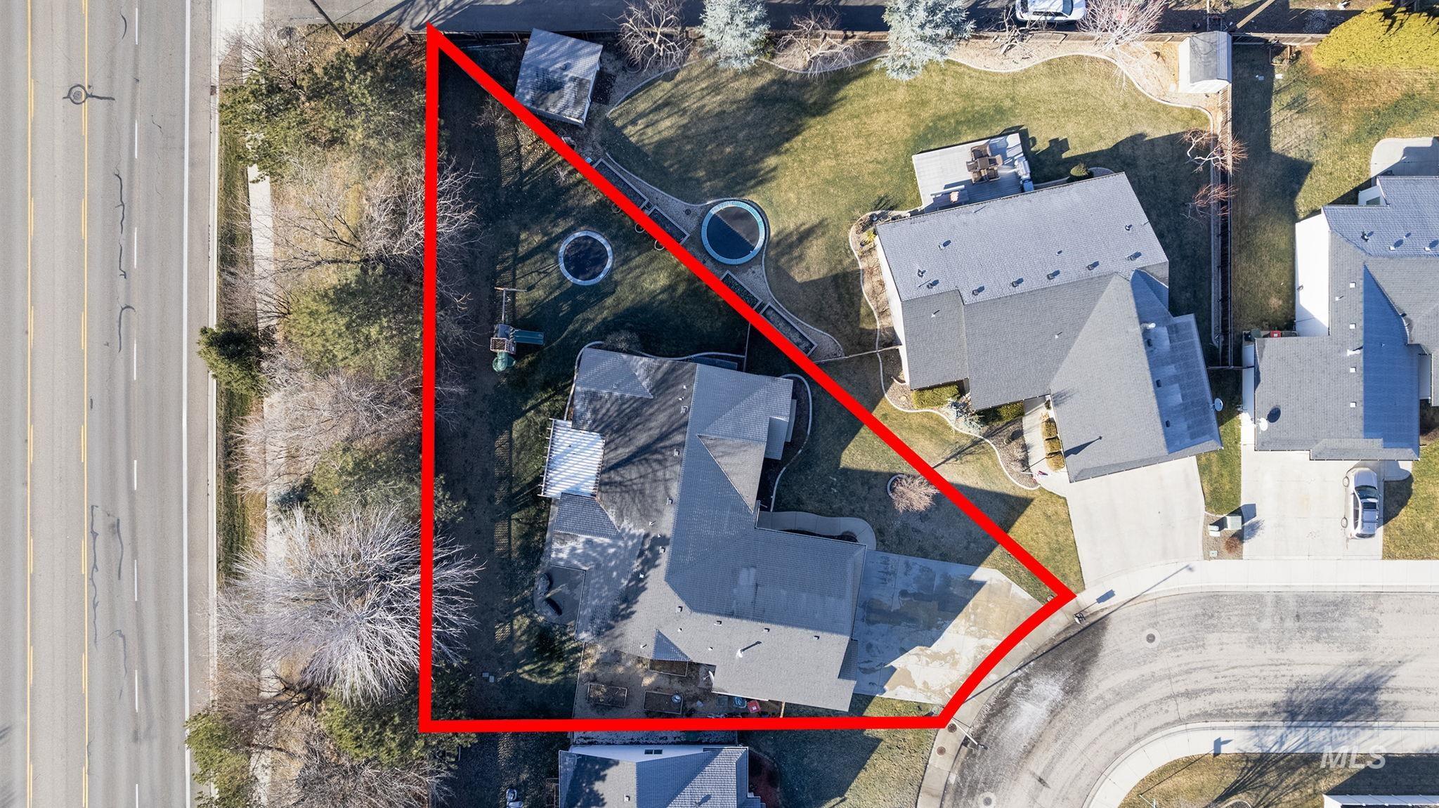 2217 East Satterfield Street Meridian, ID 83646 - Photo 30 of 33 Aerial overview of property's location featuring nearby suburban area and property boundaries highlighted