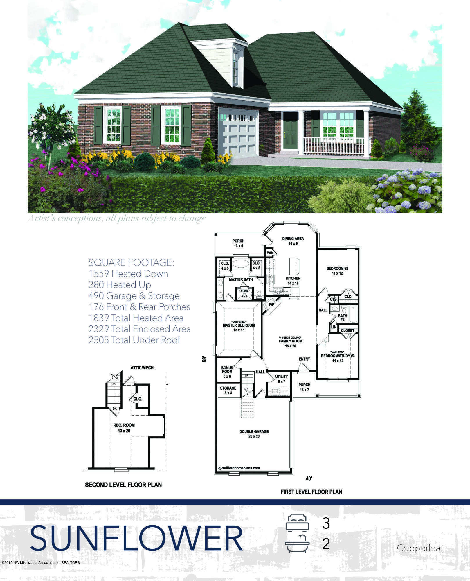 1180 Howell Way Hernando, MS 38632 - Photo 1 of 1 Sunflower Floor Plan copy