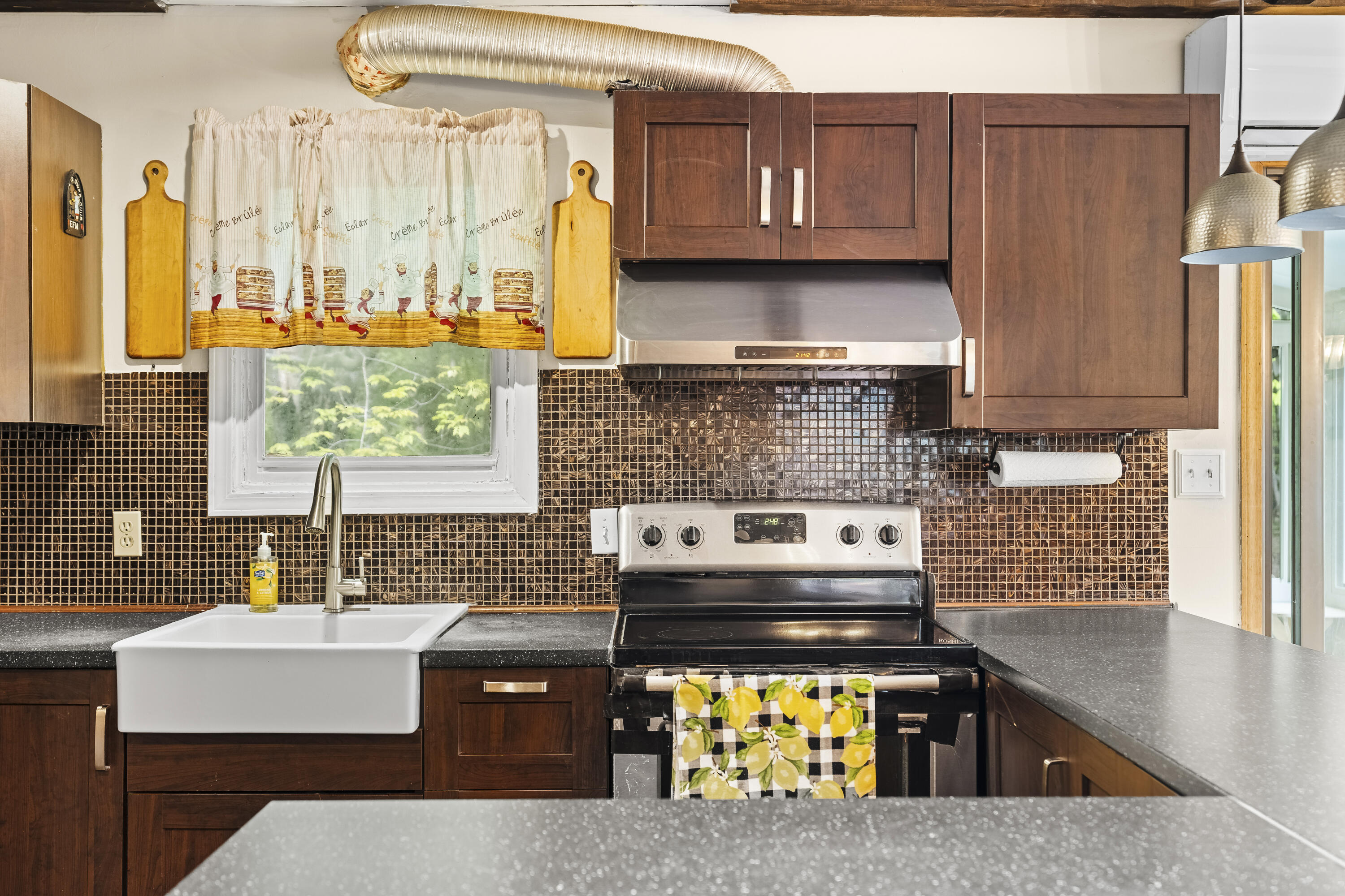 205 Victory Lane Long Pond, PA 18334 - Photo 19 of 51 a kitchen with stainless steel appliances granite countertop a stove a sink and a microwave