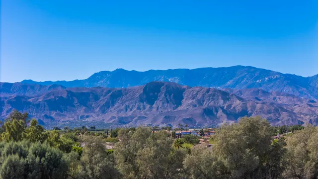 a view of mountain and tree