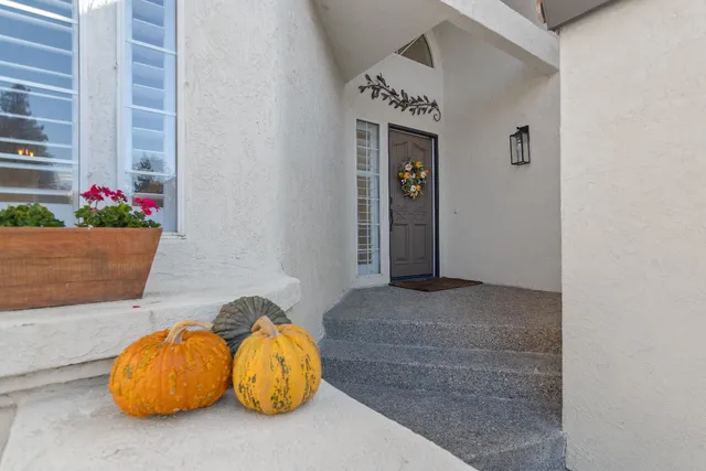 a bedroom with a bed and a potted plant