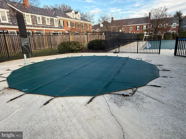 a garden view with a seating space