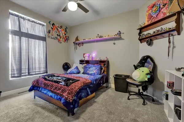 a view of a yard with a slide