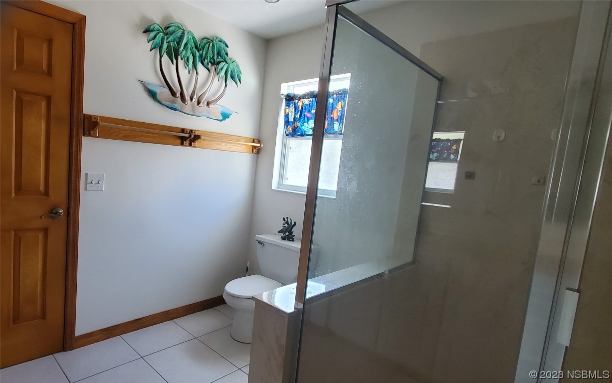 239 Kirkland Road New Smyrna Beach, FL 32169 - Photo 25 of 36 a bathroom with a shower and a toilet
