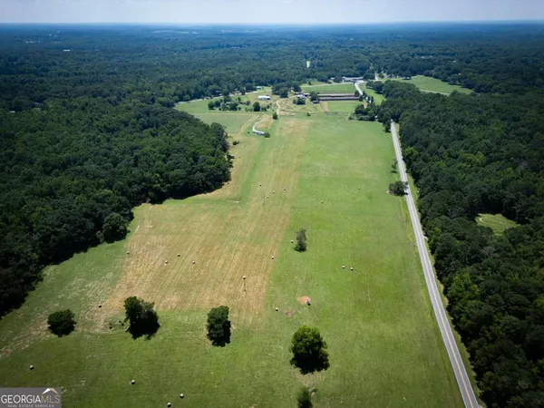 an aerial view of a residential houses