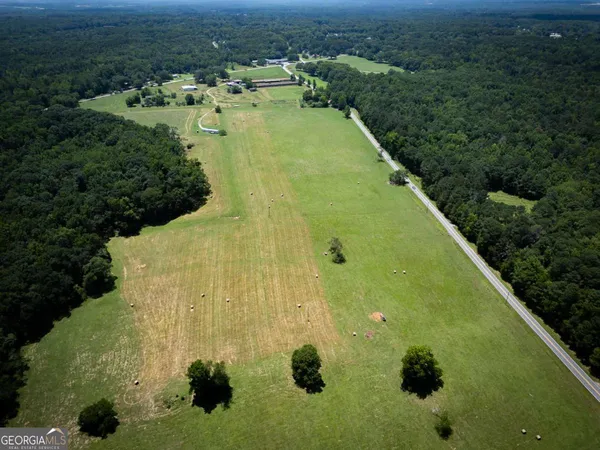 an aerial view of a residential houses