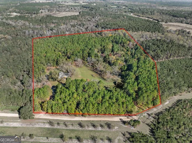 a view of a yard with an trees