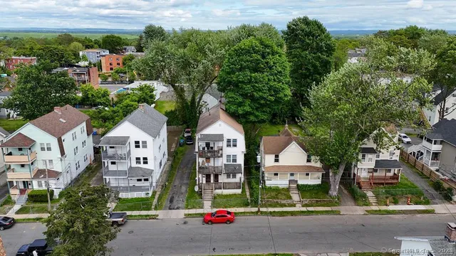 an aerial view of multiple house