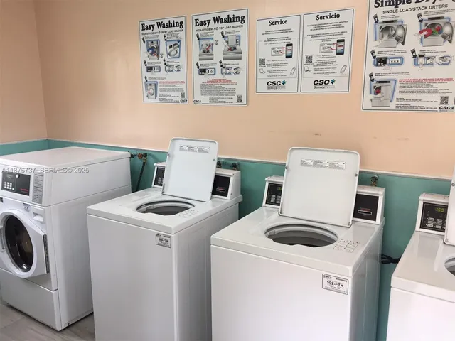 a view of a park with large trees