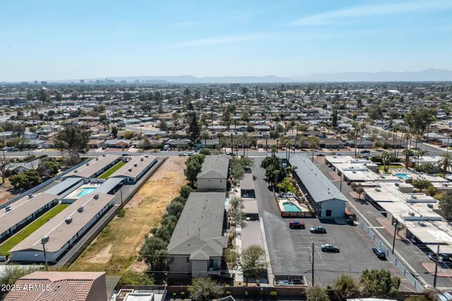 an aerial view of a city