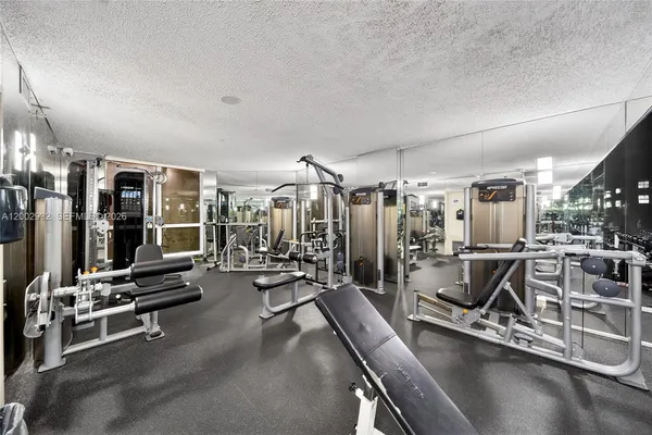 a view of a room with gym equipment
