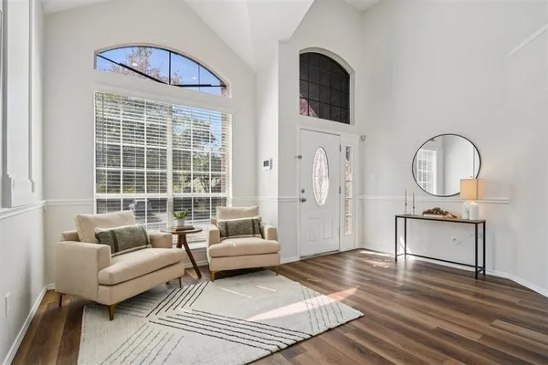 a living room with furniture