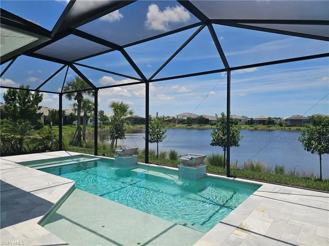 a view of a lake from a yard