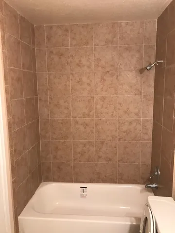 a bathroom with a bathtub