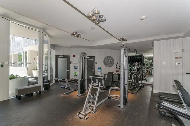 a view of a room with gym equipment