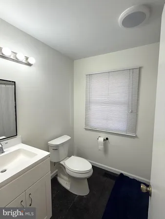 a bathroom with a toilet a sink and mirror