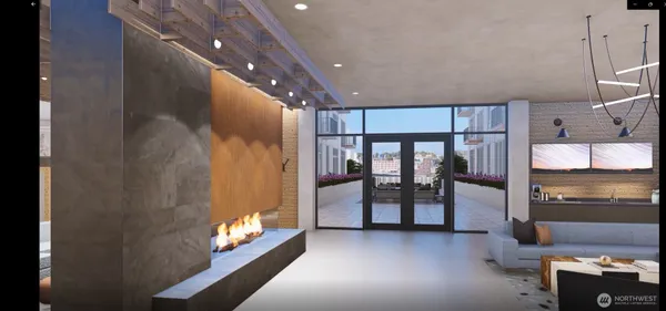 a view of an entryway with workspace