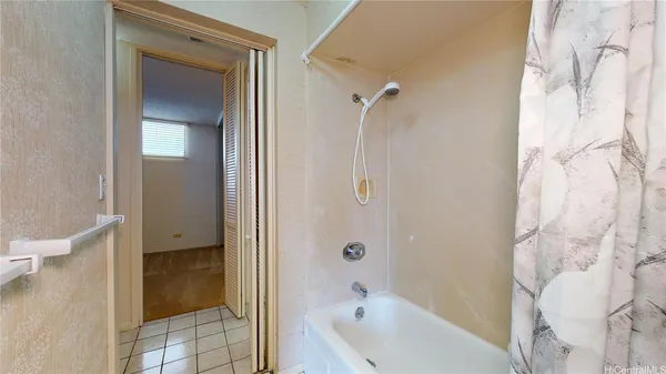 a bathroom with a bathtub