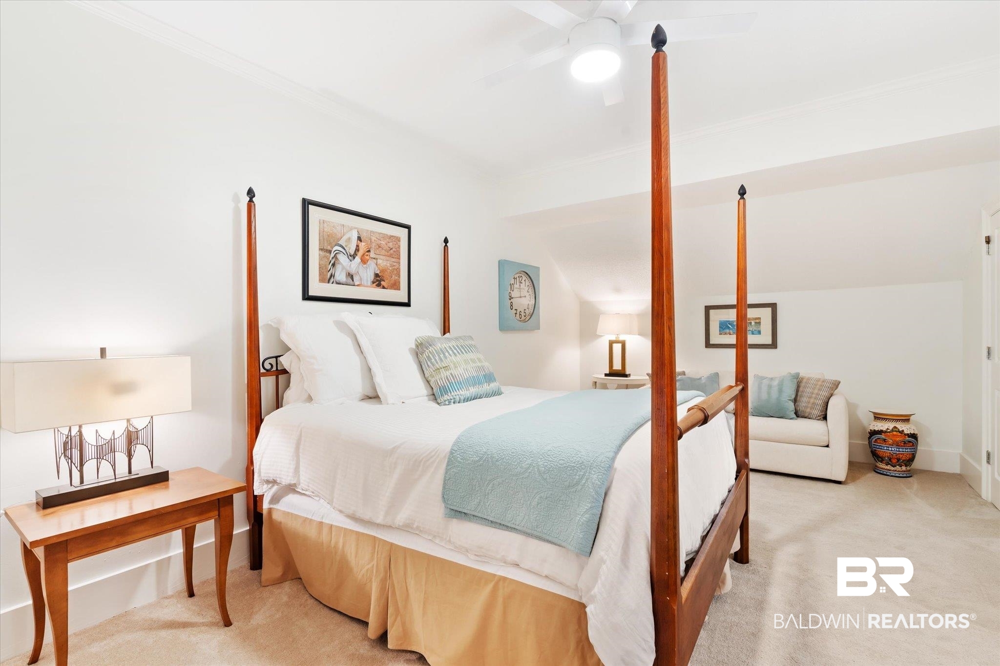 6458 Raintree Road Fairhope, AL 36532 - Photo 32 of 65 Bedroom featuring ornamental molding, carpet, and ceiling fan