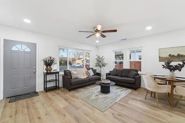 a living room with furniture