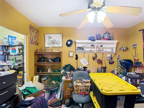 a garden view with a seating space