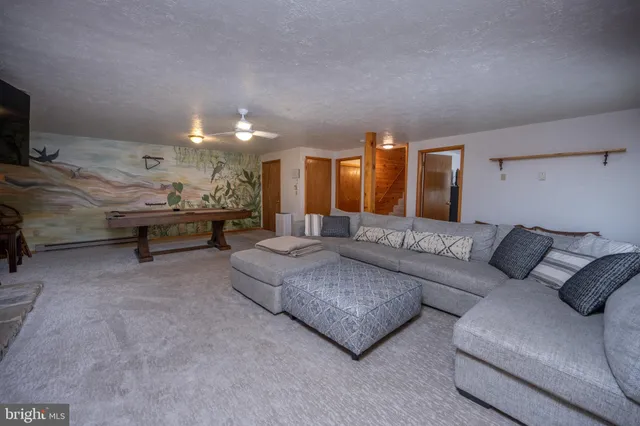 a living room with furniture and a couch