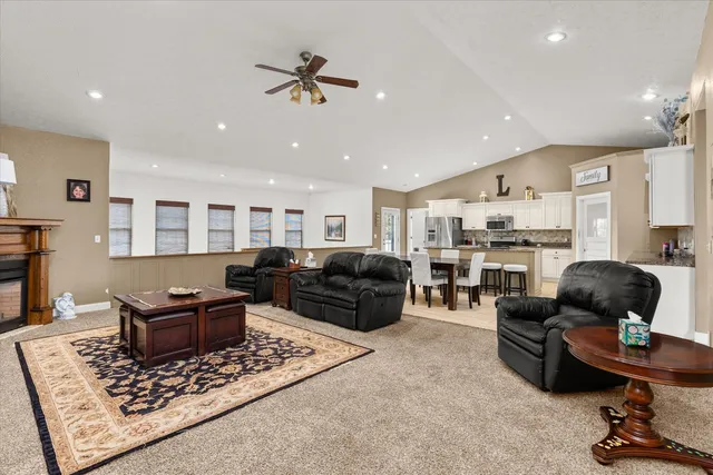 a living room with furniture