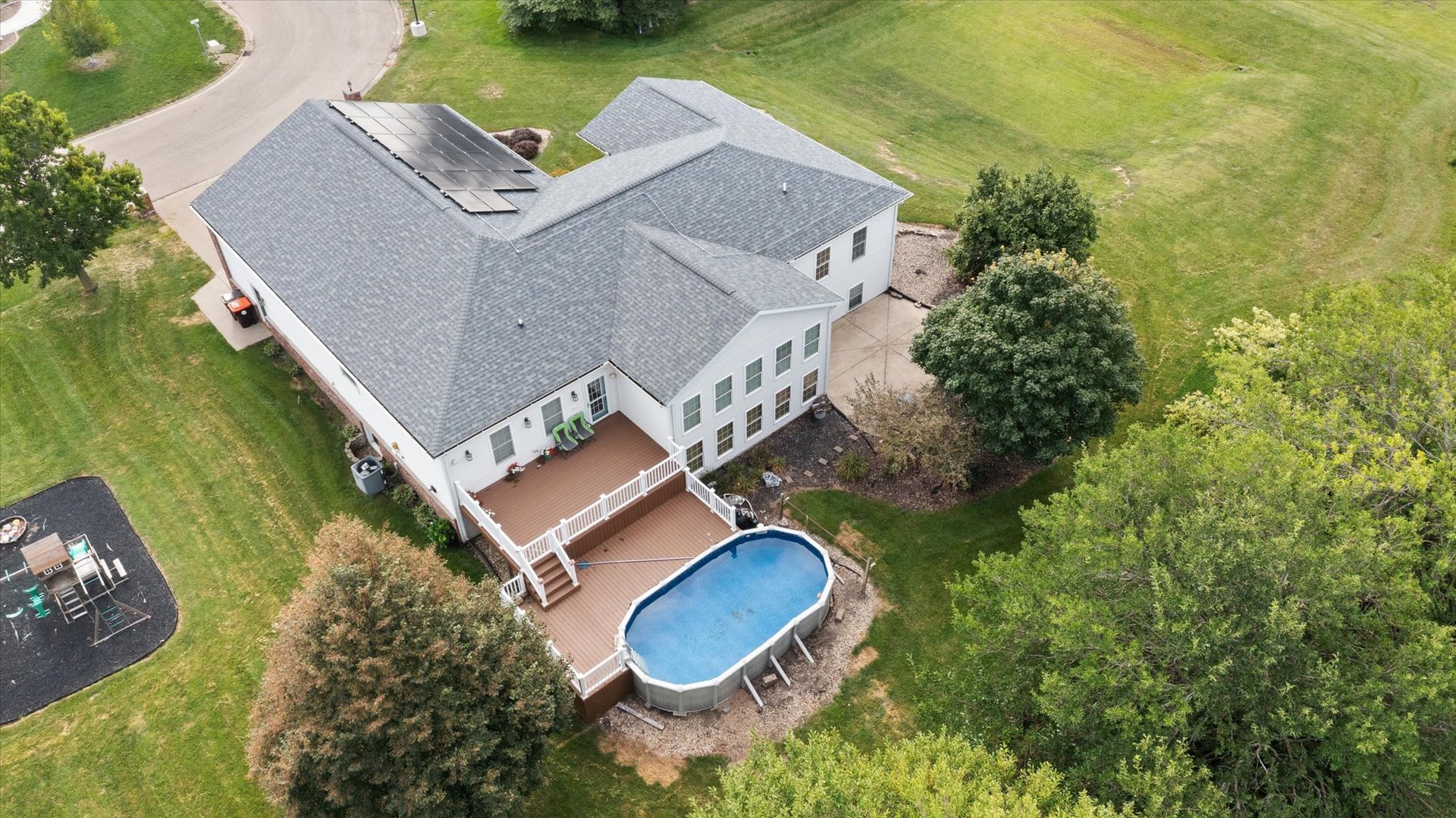 1 Arc Wenona, IL 61377 - Photo 51 of 52 an aerial view of a house with a swimming pool and garden