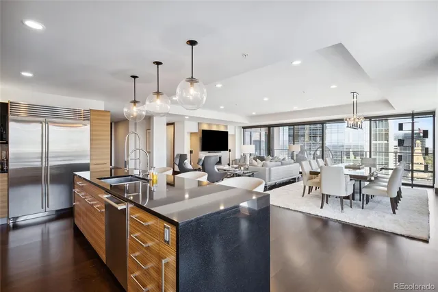 a large kitchen with lots of counter space