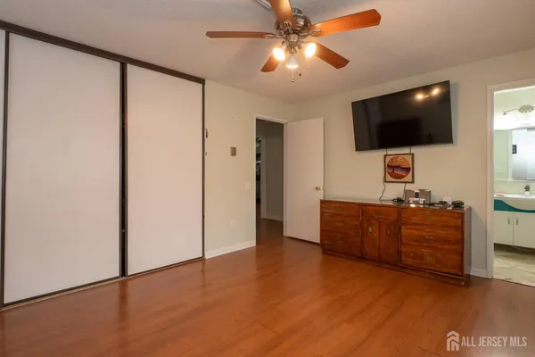 a view of a livingroom with a flat screen tv
