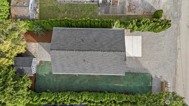 a view of a lake with a city