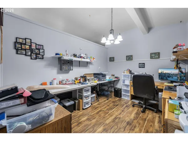 a workspace with furniture
