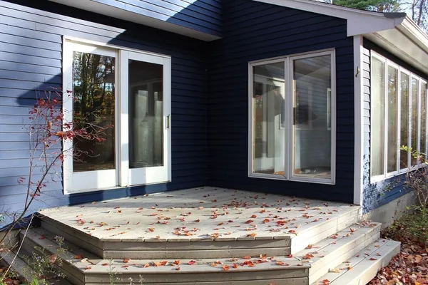 a view of a backyard of a house