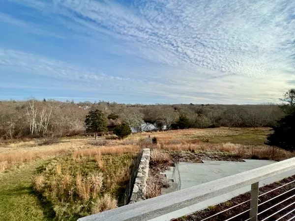 a view of a yard with an ocean
