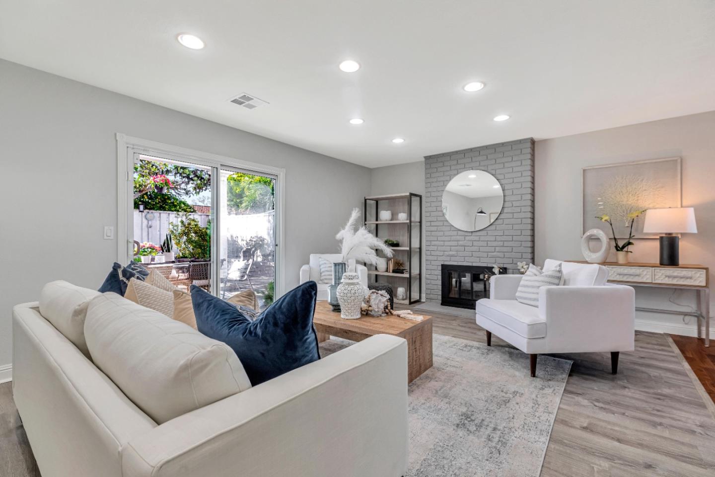 152 Brian Lane Santa Clara, CA 95051 - Photo 73 of 76 a living room with fireplace furniture and a large window