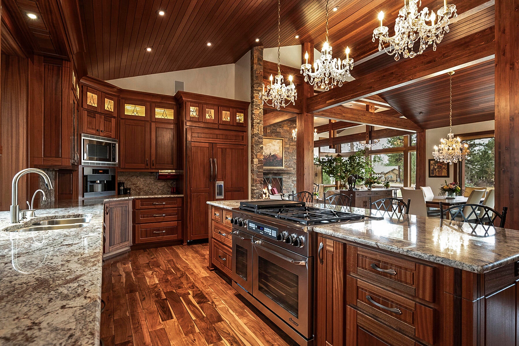 19442 Green Lakes Loop Bend, OR 97702 - Photo 16 of 50 Custom mahogany cabinetry with leaded glass accents