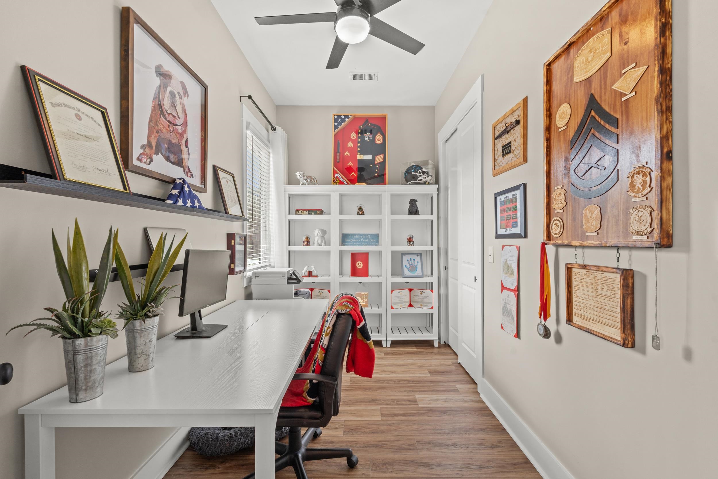 411 Chamberlin Road Myrtle Beach, SC 29588 - Photo 29 of 40 Office area with light wood-style flooring and ceiling fan