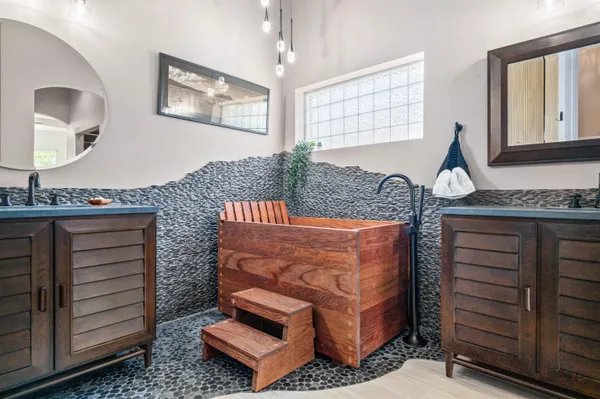 a living room with furniture