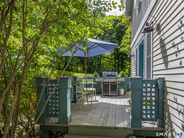 an outdoor space with seating