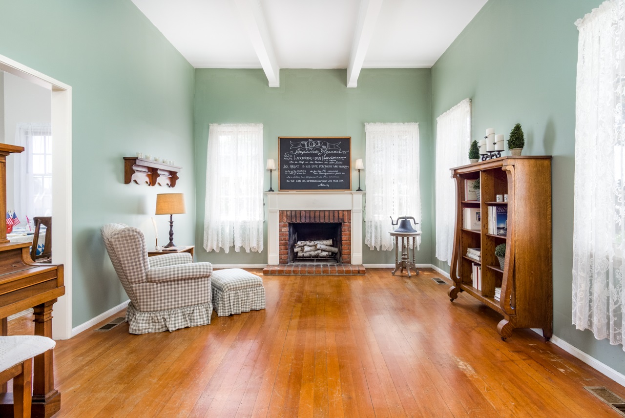 14095 Proctor Valley Road Jamul, CA 91935 - Photo 5 of 23 Living Room with original old schoolhouse wood floors (see where the school desks were mounted to the floor back in the day!)