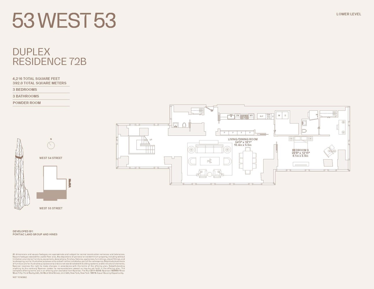 53 West 53rd Street, Unit 72B Manhattan, NY 10019 - Photo 38 of 39 a picture of a floor plan