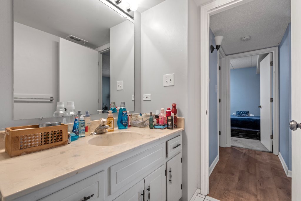 10531 South Roberts Road, Unit 2D Palos Hills, IL 60465 - Photo 6 of 13 a bathroom with a sink and a mirror