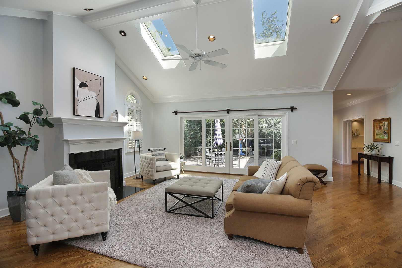 2224 Crabtree Lane Northbrook, IL 60062 - Photo 9 of 34 a living room with furniture and a fireplace