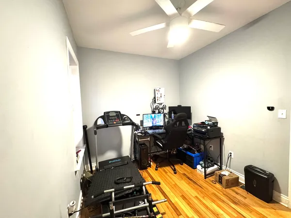 a room with gym equipment