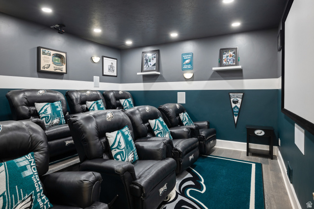 1263 Chapman Court Alpine, UT 84004 - Photo 48 of 83 Cinema room with recessed lighting and wood finished floors