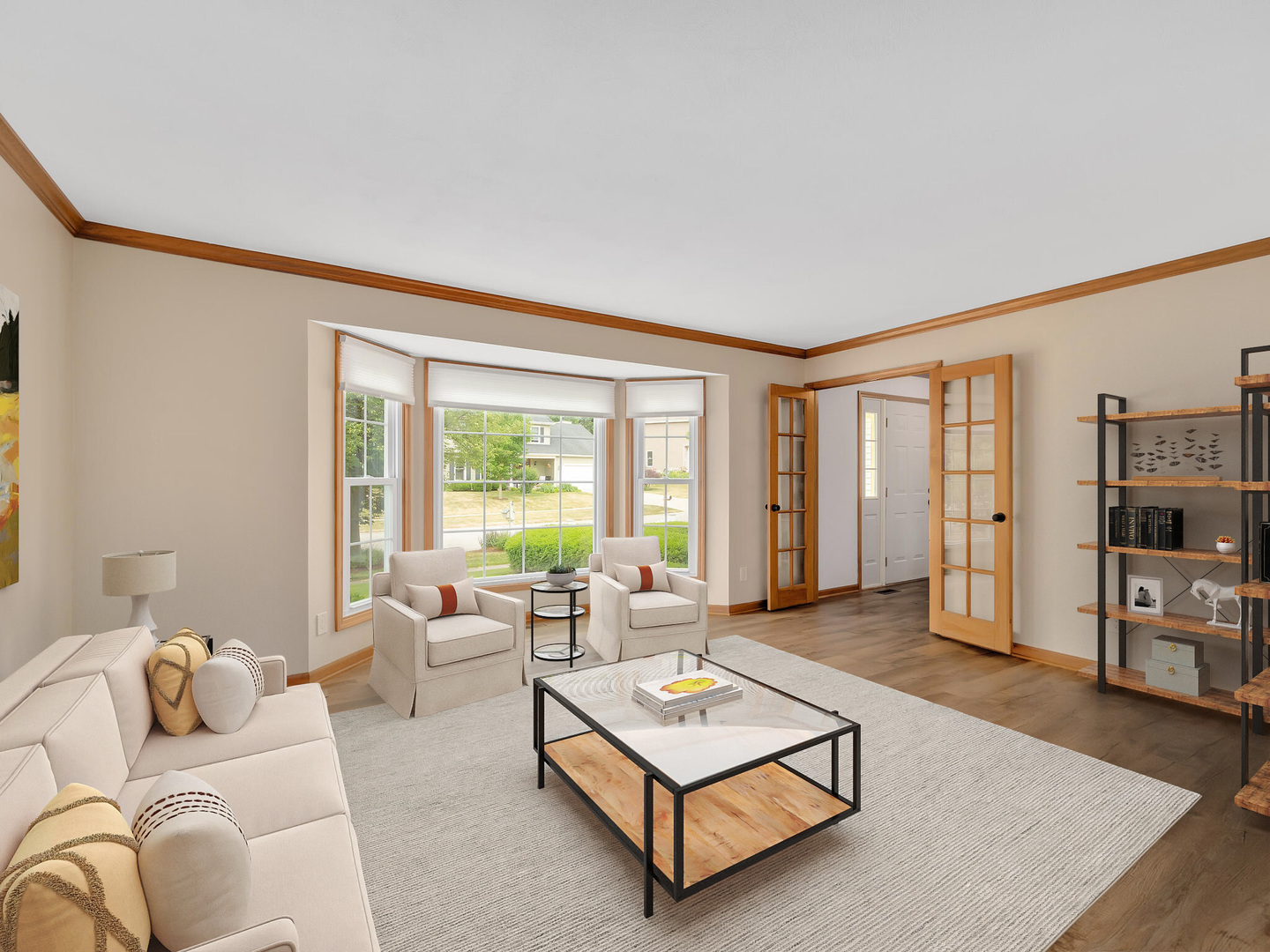 2499 Highland Road Geneva, IL 60134 - Photo 4 of 29 a living room with furniture and large windows with wooden floor