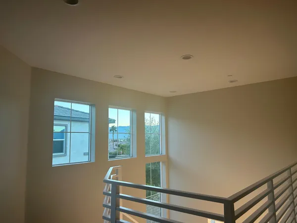 a view of a glass door with a from window